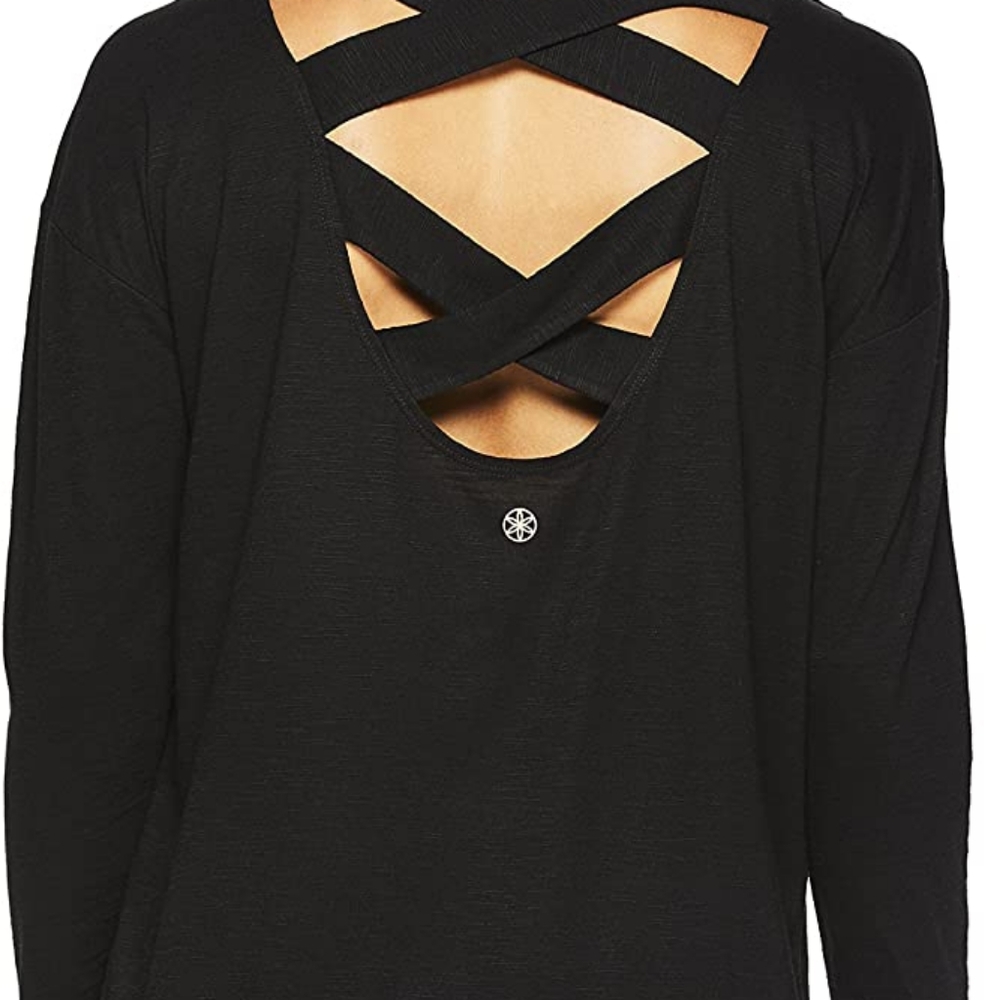 Gaiam Yoga Long Sleeve Lattice Back Tee